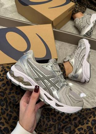 Серые кроссовки унисекс asics gel kayano 14 metallic silver х ассикс 37