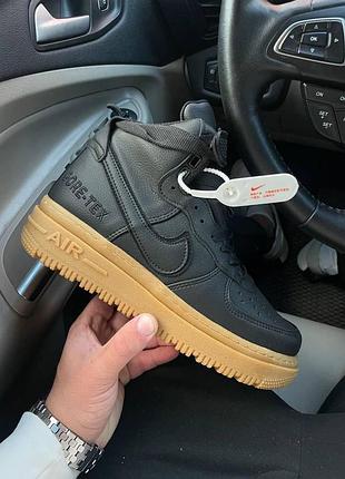 Чёрные найк эйр форс термо мужские nike air force 1 gore tex black brown termo 42