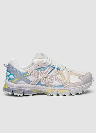 Белые женские кроссовки asics gel kahana 8 white blue yellow х асикс 36
