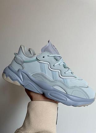 Жіночі блакитні кросівки adidas ozweego blue beige х адідас озвіго 38
