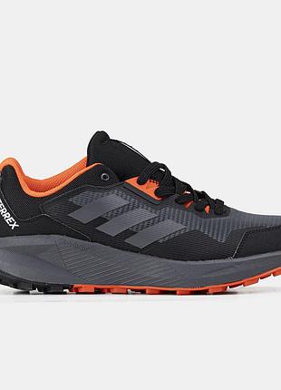 Черные мужские кроссовки adidas terrex black grey orange х террекс 41