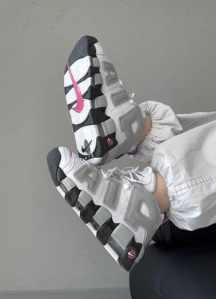 Белые кроссовки унисекс nike air more uptempo 96 white grey black х аптемпо 40