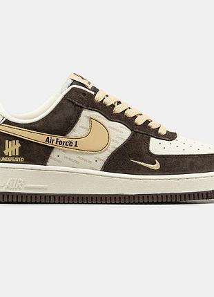 Мужские коричневые кроссовки nike air force 1 low undefeated brown beige х эйр форс 41