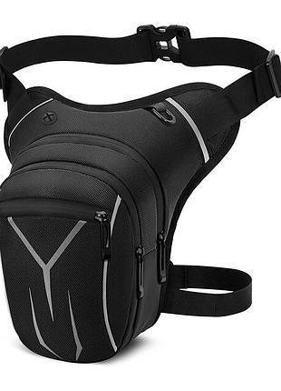 Мото сумка lesko d107 black для мотоцикліста стегнова через плече 10 шт.