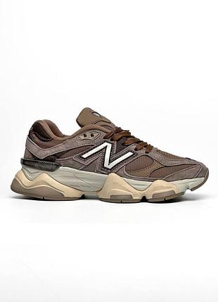 Коричневые кроссовки унисекс new balance 9060 beige brown х нью беланс 43