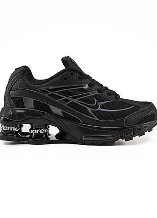 Чорні кросівки унісекс nike supreme shox ride 2 black х шокс 45