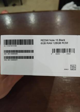 Смартфон xiaomi redmi note 15 
6/128 gb 4