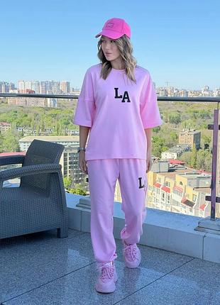 Летний спортивный костюм la 46-48. розовый
