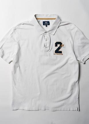 La martina white cotton polo crew tee [tmh017182]