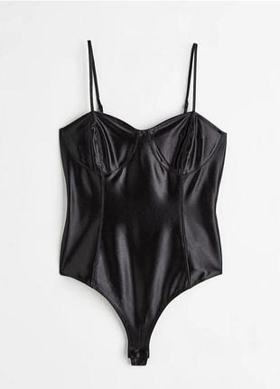 H&amp;m стильный атласный боди размер м в идеале 🌹