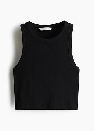 Черный топ в рубчик h&m