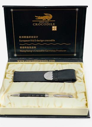 Подарунковий набір “crocodile” – ручка зі стразами та футляром, преміум-канцелярія з поворотним механізмом