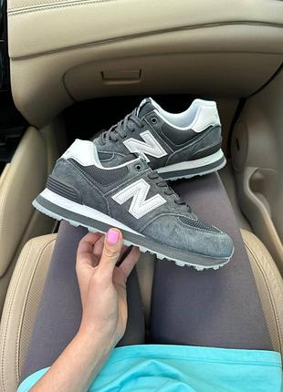 Женские серые кроссовки new balance 574 grey white х нью беланс 41