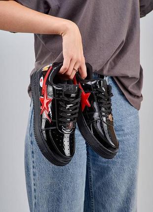Чорні кросівки унісекс bape sta m2 patent venom black red х бейп 39