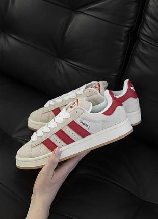 Жіночі бежеві кросівки adidas campus crystal scarlet x адідас кампус 37