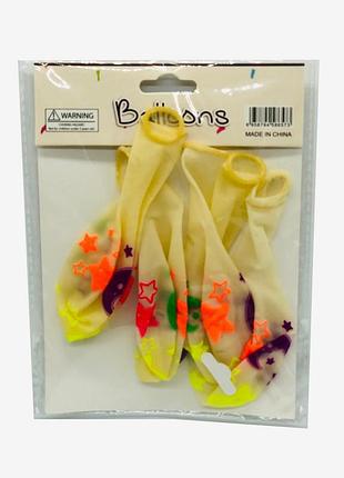 Латексные шары с неоновым рисунком "balloons" 12 дюймов | набор 5 шт. | для праздника и декора