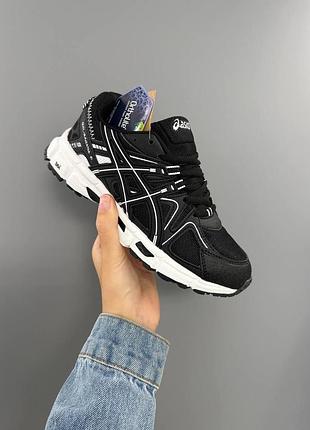 Черные кроссовки унисекс asics gel kahana 8 black white х асикс 41
