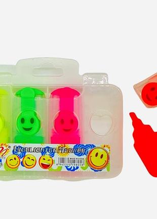 Набір текстовиділювачів "smile" (4 кольори, 4,5 см) – яскраві маркери для навчання, офісу та творчості