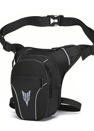 Мото сумка lesko d106 black для мотоцикліста стегнова через плече 10 шт.