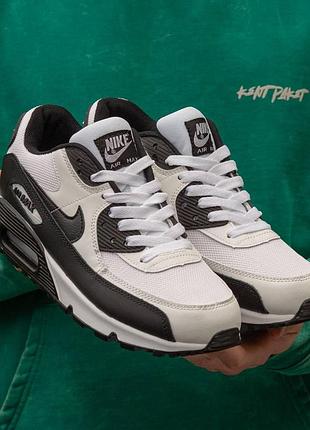 Мужские белые кроссовки nike air max 90 white black х эйр макс 45
