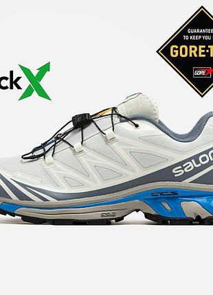Чоловічі кросівки salomon xt-6 soft ground gore-tex white grey blue х саломон 41