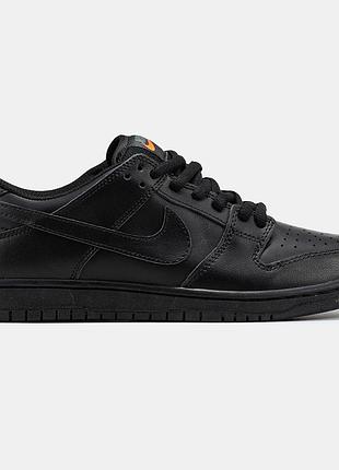 Чорні кросівки унісекс nike sb dunk low total black leather х данк 43
