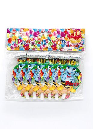 Набір свистків «party favors» (6 шт.) - яскраві карнавальні свистки для свят, вечірок і спортивних заходів