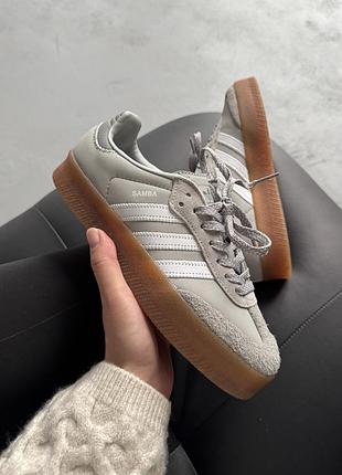 Серые женские кроссовки adidas samba xlg platform grey white x самба 39
