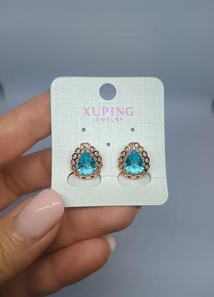 Элегантные позолоченные серьги xuping с кристаллом в форме капли