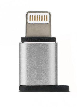 Переходник адаптер remax ra-usb2 microusb на lightning для ipod, iphone, ipad серебристый