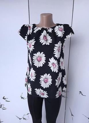 Блузка женская с короткими рукавами в ромашки dorothy perkins черная 42, s