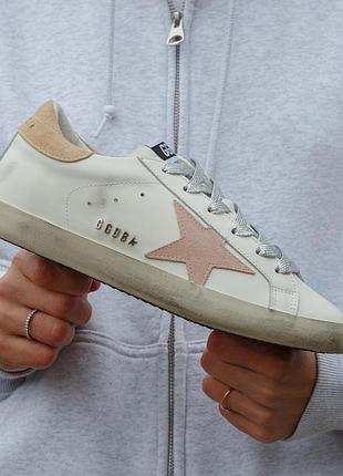 Білі жіночі кросівки golden goose ggdb sstar white pink beige х голден гус 37