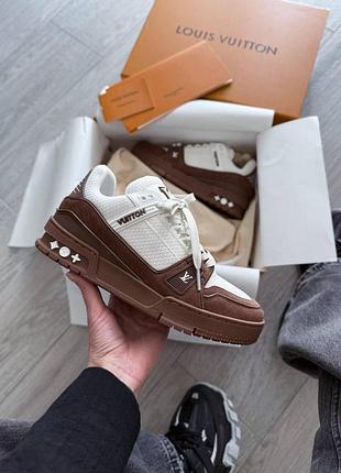 Коричневі кросівки унісекс louis vuitton trainer sneaker brown х луї віттон 39