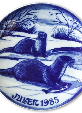Тарелка винтажная ретро royal heidelberg christmas plate, otter, julen, 1985, коллекция "реждво", нимечья/германия, фарфор