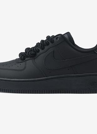 Черные кроссовки унисекс nike air force 1 low black rope laces х эйр форс 43