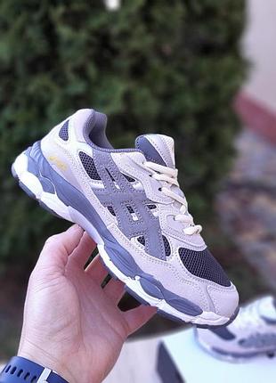 Легкі літні кросівки asics gel-nyc сірі з жовтим жіночі літні асікс топ якість