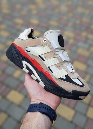 Мужские летние бежевые на чёрной кроссовки adidas niteball модные весение кроссовки адидас найтбол 44