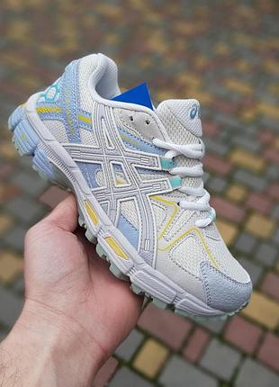 Жіночі літні кросівки asics gel kahana 8 білі з блакитним легкі літні асікс кахана 8 топ якість (ліцензія) 40(25.5см)