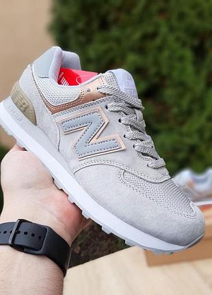 Жіночі замшеві сірі new balance 574 classic весна літо осінь | кросівки нью беланс 574 класика сірі 37(23.5см)