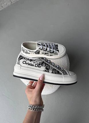 Чорно-білі жіночі кросівки dior walk'n platform white black х діор 41
