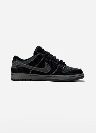 Черные кроссовки унисекс nike sb dunk triple black corduroy х данк 45