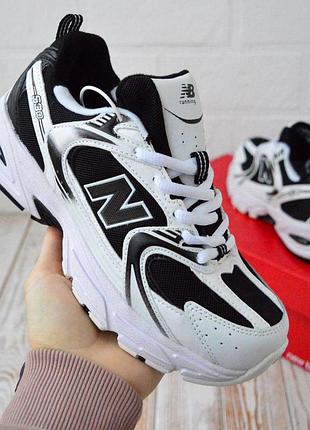Теплі зимові кросівки new balance 530 білі з чорним жіночі зимові кросівки на хутрі нью беланс 38(23.5см)