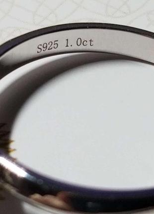 Серебряное кольцо с муассанитом размер  17.5  сертификат7 фото