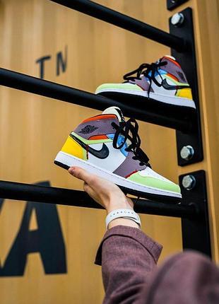 Разноцветные кроссовки найк джордан 1 ретро унисекс nike air jordan retro 1 multicolor 41