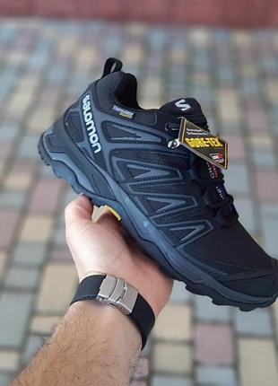Чоловічі зимові термо кросівки salomon speed cross pro gore-tex thinsulate чорні сірий на хлопця 44(28см)