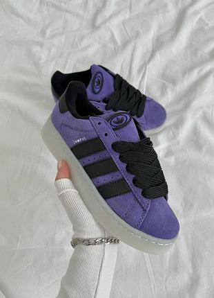 Фиолетовые замшевые кроссовки adidas campus 00s violet black x адидас кампус 37