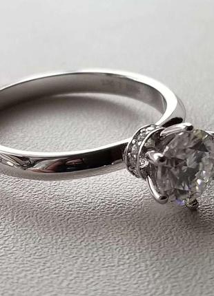 Серебряное кольцо с муассанитом размер  17.5  сертификат5 фото