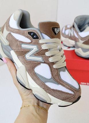 Кроссовки женские new balance 9060 коричневые замша сетка нью беленс 9060 на весну, лето, осень 2026 39(24.5см)