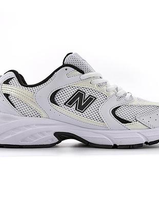 Білі кросівки унісекс new balance white black logo v2 х нью беланс 40