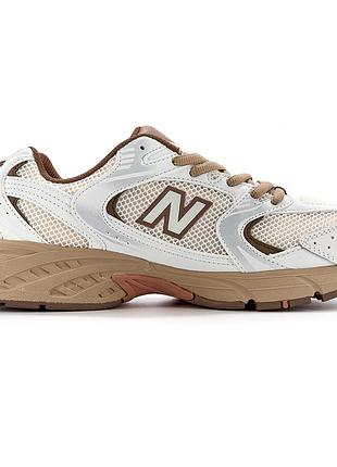 Білі кросівки унісекс new balance 530 white beige brown х нью беланс 38